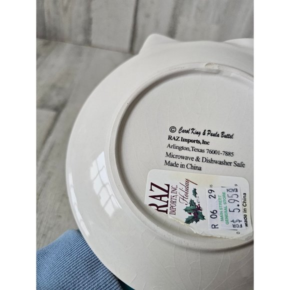 Raz Carol King ornament plate mini Paula buttel Xmas decor unique striped red - Picture 5 of 7